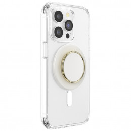 „Popsockets Round Luxe“ kokoso kremo emalio „MagSafe“ laikiklis ir telefono stovas