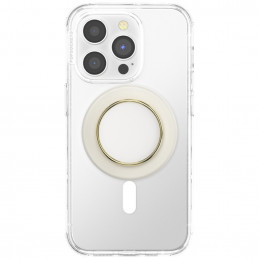 „Popsockets Round Luxe“ kokoso kremo emalio „MagSafe“ laikiklis ir telefono stovas