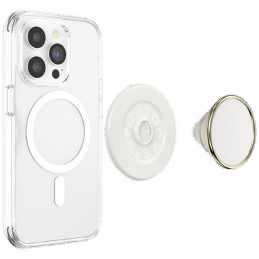 „Popsockets Round Luxe“ kokoso kremo emalio „MagSafe“ laikiklis ir telefono stovas
