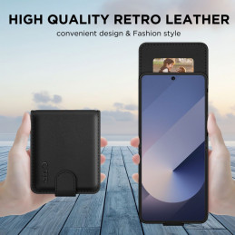 „Tech-Protect“ piniginės dėklas, skirtas „Samsung Galaxy Z Flip 7“ – juodas