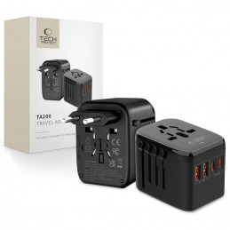 „Tech-Protect TA200“ ES / JK / JAV / AU adapteris – juodas