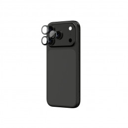 NUOSTABUS „iPhone 17 Pro / Pro Max“ objektyvo stiklas su pilku aliuminio rėmeliu
