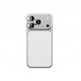 NUOSTABUS Sapphire kameros stiklas, skirtas iPhone 17 Pro / Pro Max - su sidabriniu rėmeliu