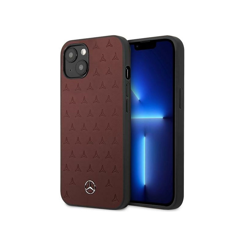 Mercedes Leather Stars Pattern dėklas iPhone 13 mini - raudonas