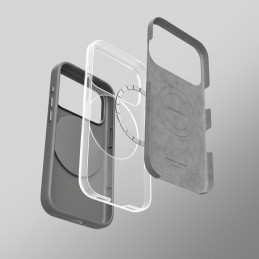 NUOSTABUS „Cloudie“ „iPhone 17 Pro Max“ dėklas su stovu – pilkas