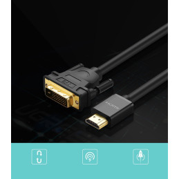 Ugreen kabelis HDMI – DVI 4K 60Hz 30AWG 1m juodas (30116)