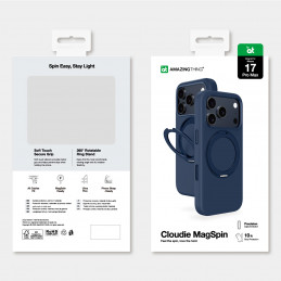 NUOSTABUS „Cloudie“ „iPhone 17 Pro Max“ dėklas su stovu – mėlynas