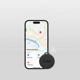 SBS Track My Circle vandeniui atsparus IP65 lokatorius, suderinamas su Apple Find My - juodas