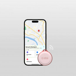 SBS Track My Circle vandeniui atsparus IP65 lokatorius, suderinamas su Apple Find My – rožinis