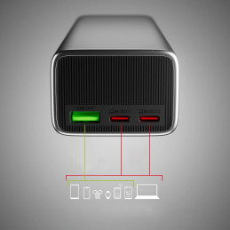 Išorinė baterija SBS 10000mAh PD 35W su LCD ekranu - pilka