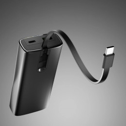 SBS 10000mAh PD 20W išorinė baterija su LCD ekranu ir integruotu USB-C laidu - pilka