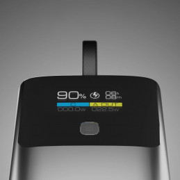 SBS 10000mAh PD 20W išorinė baterija su LCD ekranu ir integruotu USB-C laidu - pilka