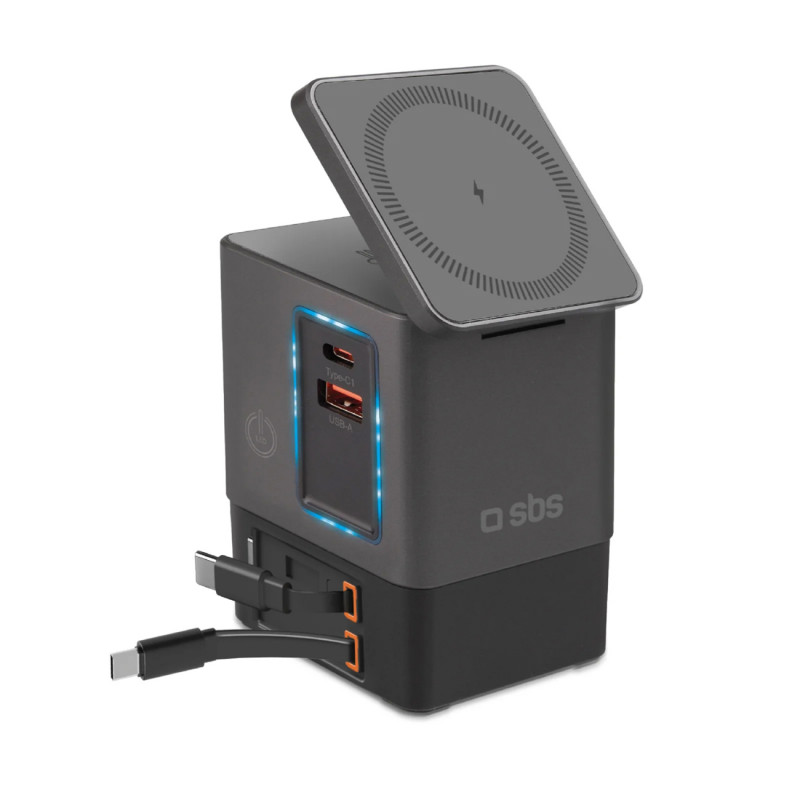 SBS maitinimo stotelė 6 viename su „MagSafe“, stovu ir USB-C laidais, 65 W – juoda