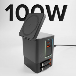 SBS maitinimo stotelė 6 viename su „MagSafe“, stovu ir USB-C laidais, 65 W – juoda