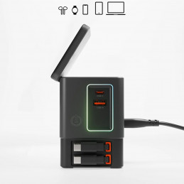 SBS maitinimo stotelė 6 viename su „MagSafe“, stovu ir USB-C laidais, 65 W – juoda