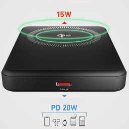 SBS Mag Power Qi2 5000 mAh išorinė baterija, suderinama su „MagSafe“ – juoda