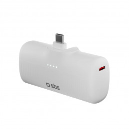 SBS EcoPower 5000 mAh 10W išorinė baterija su integruotu USB-C prievadu – balta