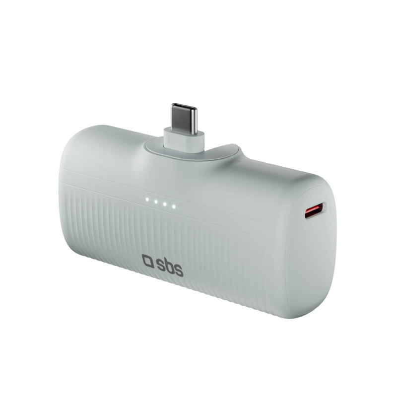 SBS EcoPower 5000 mAh 10W išorinė baterija su integruotu USB-C prievadu – pilka