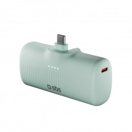 SBS EcoPower 5000 mAh 10W išorinė baterija su integruotu USB-C prievadu – žalia