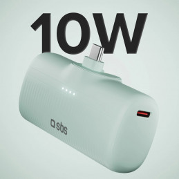 SBS EcoPower 5000 mAh 10W išorinė baterija su integruotu USB-C prievadu – žalia