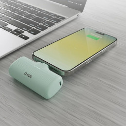 SBS EcoPower 5000 mAh 10W išorinė baterija su integruotu USB-C prievadu – žalia