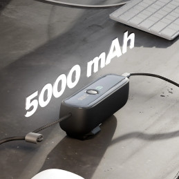 SBS Hybrid PD 20W 5000mAh išorinė baterija su įmontuotu laidu ir sulankstomu kištuku - juoda