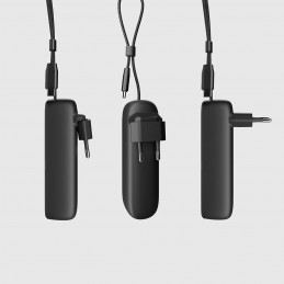 SBS Hybrid PD 20W 5000mAh išorinė baterija su įmontuotu laidu ir sulankstomu kištuku - juoda