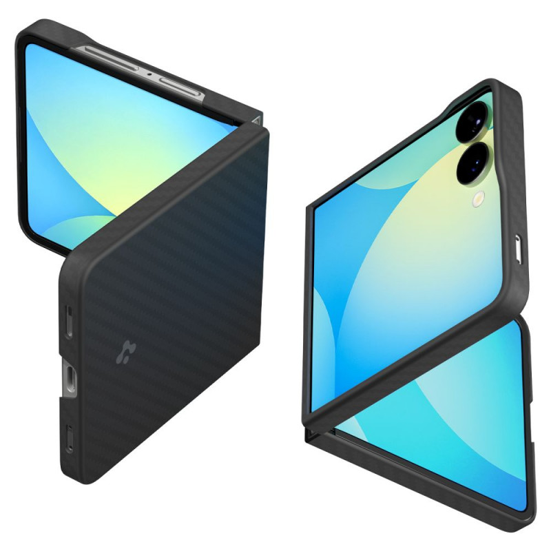 „Spigen AirSkin“ aramidinis dėklas, skirtas „Samsung Galaxy Z Flip 7“ – juodas