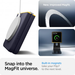 Nano Pop Mag MagSafe dėklas, skirtas Samsung Galaxy Z Flip 7 – tamsiai mėlyna ir geltona