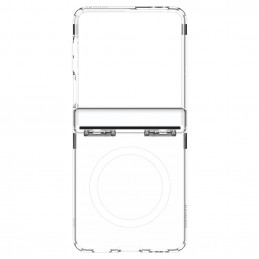 „Spigen Ultra Hybrid Pro Mag MagSafe“ dėklas, skirtas „Samsung Galaxy Z Flip 7“ – skaidrus ir baltas