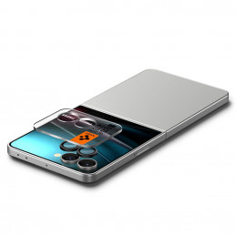 „Spigen Optik Pro HD Glas.TR EZ Fit“ 2 kameros apsauginių stikliukų rinkinys, skirtas „Samsung Galaxy Z Flip 7“ – juodas