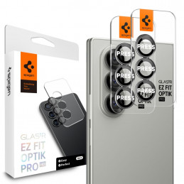 „Spigen Optik Pro HD Glas.TR EZ Fit“ 2 kameros apsauginių stikliukų rinkinys, skirtas „Samsung Galaxy Z Fold 7“ – juodas