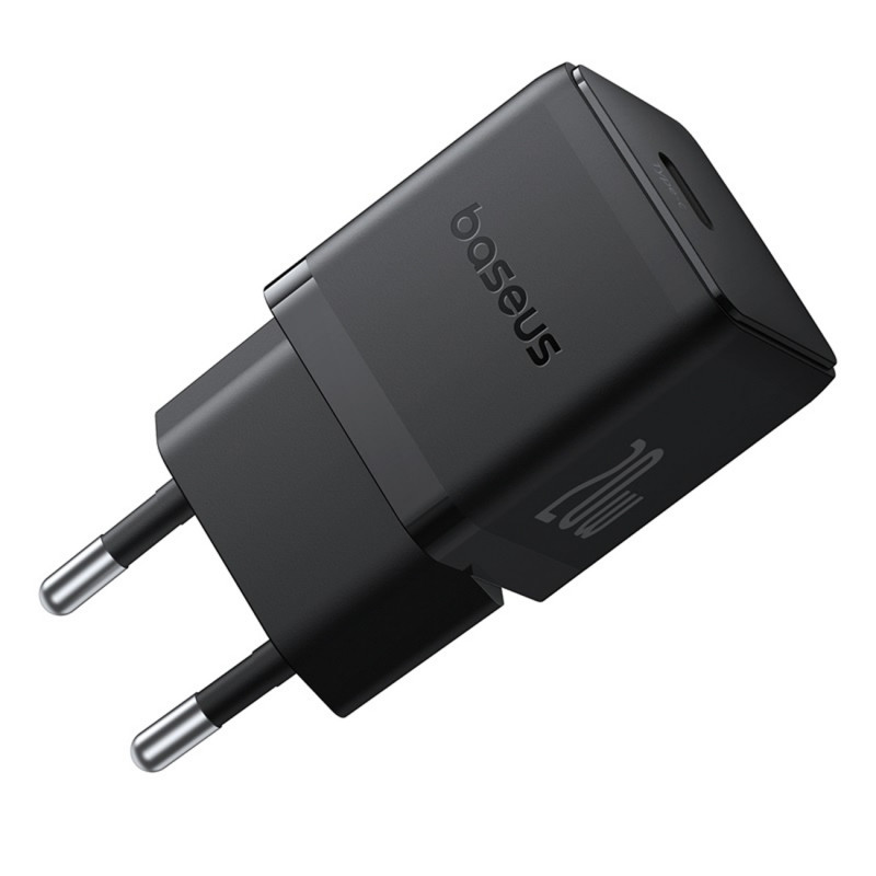 „Baseus Palm 1C“ 20 W sieninis įkroviklis (su „Baseus Mini White USB-C 60 W“ (20 V / 3 A) 1 m laidu) – juodas