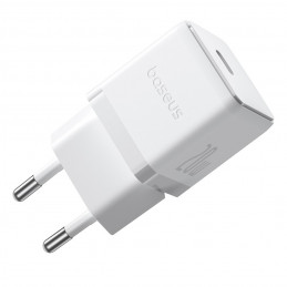„Baseus Palm 1C“ 20 W sieninis įkroviklis (su „Baseus Mini White USB-C 60 W“ (20 V / 3 A) 1 m laidu) – baltas