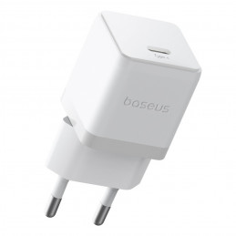 „Baseus Palm 1C“ 20 W sieninis įkroviklis (su „Baseus Mini White USB-C 60 W“ (20 V / 3 A) 1 m laidu) – baltas