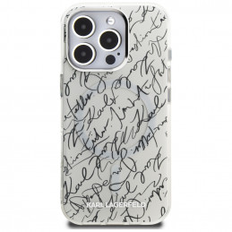 „Karl Lagerfeld IML Karl Script Pattern MagSafe“ dėklas, skirtas „iPhone 16 Pro“ – baltas