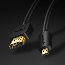Ugreen kabelis HDMI – mikro HDMI 19 kontaktų 2.0v 4K 60Hz 30AWG 1.5m juodas (30102)