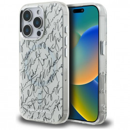 „Karl Lagerfeld IML Karl Script Pattern MagSafe“ dėklas, skirtas „iPhone 16 Pro Max“ – baltas