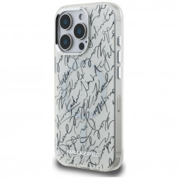 „Karl Lagerfeld IML Karl Script Pattern MagSafe“ dėklas, skirtas „iPhone 16 Pro Max“ – baltas