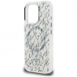 „Karl Lagerfeld IML Karl Script Pattern MagSafe“ dėklas, skirtas „iPhone 16 Pro Max“ – baltas