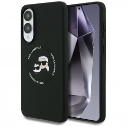 Karl Lagerfeld silikoninis „MagSafe“ dėklas su „Heads And Circle“ detalėmis, skirtas „Samsung Galaxy S25 Edge“ – juodas