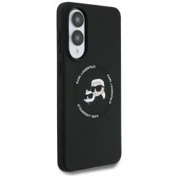 Karl Lagerfeld silikoninis „MagSafe“ dėklas su „Heads And Circle“ detalėmis, skirtas „Samsung Galaxy S25 Edge“ – juodas
