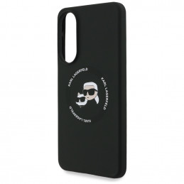 Karl Lagerfeld silikoninis „MagSafe“ dėklas su „Heads And Circle“ detalėmis, skirtas „Samsung Galaxy S25 Edge“ – juodas
