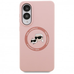 Karl Lagerfeld silikoninis „Nauble Heads And Circle MagSafe“ dėklas, skirtas „Samsung Galaxy S25 Edge“ – rožinis