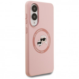 Karl Lagerfeld silikoninis „Nauble Heads And Circle MagSafe“ dėklas, skirtas „Samsung Galaxy S25 Edge“ – rožinis