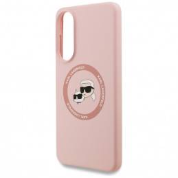 Karl Lagerfeld silikoninis „Nauble Heads And Circle MagSafe“ dėklas, skirtas „Samsung Galaxy S25 Edge“ – rožinis
