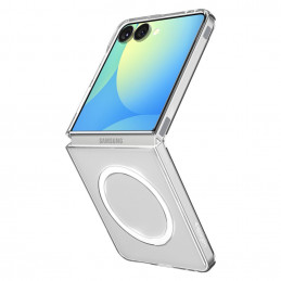 „Spigen AirSkin Mag MagSafe“ dėklas, skirtas „Samsung Galaxy Z Flip 7“ – skaidrus ir baltas