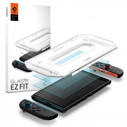 „Spigen Glas.Tr EZ FIT“ grūdinto stiklo 2 vnt. pakuotė, skirta „Nintendo Switch 2“ – skaidrus