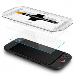„Spigen Glas.Tr EZ FIT“ grūdinto stiklo 2 vnt. pakuotė, skirta „Nintendo Switch 2“ – skaidrus