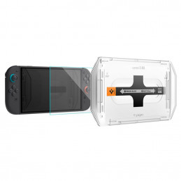 „Spigen Glas.Tr EZ FIT“ grūdinto stiklo 2 vnt. pakuotė, skirta „Nintendo Switch 2“ – skaidrus